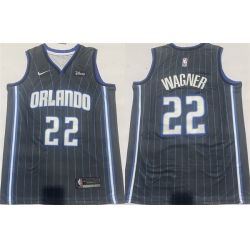 Men Orlando Magic 22 Franz Wagner Black Icon Edition Stitched Basketball Jersey