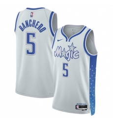 Men Orlando Magic 5 Paolo Banchero Silver 2025 26 City Edition Stitched Basketball Jersey