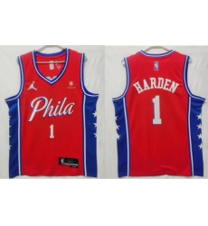 Men Jordan Philadelphia 76ers #1 James Harden statement edition Red Stitched jersey Men Jordan Philadelphia 76ers #1 James Harden statement edition Red Stitched jersey