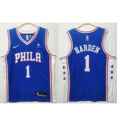 Men Nike Philadelphia 76ers #1 James Harden Blue City edition Stitched jersey Men Nike Philadelphia 76ers #1 James Harden Blue City edition Stitched jersey