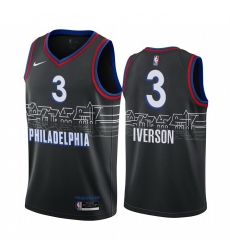 Men Nike Philadelphia 76ers 3 Allen Iverson Black NBA Swingman 2020 21 City Edition Jersey Men Nike Philadelphia 76ers 3 Allen Iverson Black NBA Swingman 2020 21 City Edition Jersey