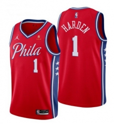 Men Philadelphia 76ers 1 James Harden Red Statement Edition Stitched Jersey Men Philadelphia 76ers 1 James Harden Red Statement Edition Stitched Jersey