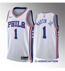 Men Philadelphia 76ers 1 Kenyon Martin Jr White Association Edition Stitched Jersey Men Philadelphia 76ers 1 Kenyon Martin Jr White Association Edition Stitched Jersey