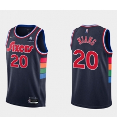 Men Philadelphia 76ers 20 Georges Niang 2021 22 City Edition Navy 75th Anniversary Stitched Swingman Jersey Men Philadelphia 76ers 20 Georges Niang 2021 22 City Edition Navy 75th Anniversary Stitched Swingman Jersey
