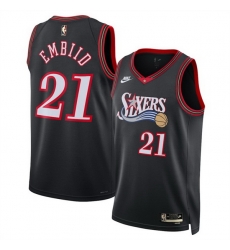Men Philadelphia 76ers 21 Joel Embiid Black 2025 Classic Edition Stitched Jersey Men Philadelphia 76ers 21 Joel Embiid Black 2025 Classic Edition Stitched Jersey