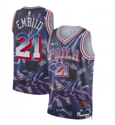 Men Philadelphia 76ers 21 Joel Embiid Navy 2025 Select Series Swingman Stitched Basketball Jersey Men Philadelphia 76ers 21 Joel Embiid Navy 2025 Select Series Swingman Stitched Basketball Jersey