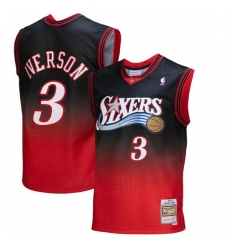 Men Philadelphia 76ers 3 Allen Iverson Red Black Mitchell Ness Swingman Stitched Jersey Men Philadelphia 76ers 3 Allen Iverson Red Black Mitchell Ness Swingman Stitched Jersey