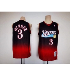 Men Philadelphia 76ers 3 Allen Iverson Red Black Throwback Basketball Jersey Men Philadelphia 76ers 3 Allen Iverson Red Black Throwback Basketball Jersey