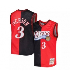 Men Philadelphia 76ers 3 Allen Iverson Split Red Black 2000 01 Mitchell 26 Ness Stitched Basketball Jersey Men Philadelphia 76ers 3 Allen Iverson Split Red Black 2000 01 Mitchell 26 Ness Stitched Basketball Jersey