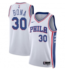 Men Philadelphia 76ers 30 Adam Bona White 2024 Draft Association Edition Stitched Jersey Men Philadelphia 76ers 30 Adam Bona White 2024 Draft Association Edition Stitched Jersey