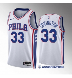Men Philadelphia 76ers 33 Robert Covington White Association Edition Stitched Jersey Men Philadelphia 76ers 33 Robert Covington White Association Edition Stitched Jersey