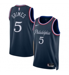 Men Philadelphia 76ers 5 Quentin Grimes Navy 2025 26 City Edition Stitched Jersey Men Philadelphia 76ers 5 Quentin Grimes Navy 2025 26 City Edition Stitched Jersey