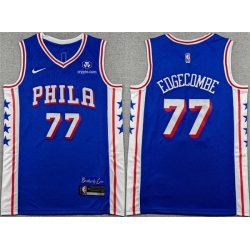 Men Philadelphia 76ers 77 V  J  Edgecombe Royal Icon Edition Stitched Jersey