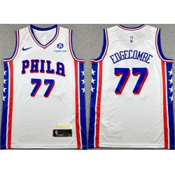 Men Philadelphia 76ers 77 V  J  Edgecombe White Association Edition Stitched Stitched Jersey