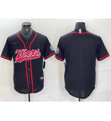 Men Philadelphia 76ers Blank Black Cool Base Stitched Baseball Jersey Men Philadelphia 76ers Blank Black Cool Base Stitched Baseball Jersey