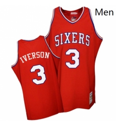 Mens Mitchell and Ness Philadelphia 76ers 3 Allen Iverson Swingman Red Throwback NBA Jersey Mens Mitchell and Ness Philadelphia 76ers 3 Allen Iverson Swingman Red Throwback NBA Jersey