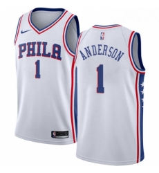 Mens Nike Philadelphia 76ers 1 Justin Anderson Authentic White Home NBA Jersey Association Edition Mens Nike Philadelphia 76ers 1 Justin Anderson Authentic White Home NBA Jersey Association Edition