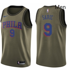Mens Nike Philadelphia 76ers 9 Dario Saric Swingman Green Salute to Service NBA Jersey Mens Nike Philadelphia 76ers 9 Dario Saric Swingman Green Salute to Service NBA Jersey