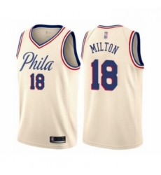 Mens Philadelphia 76ers 18 Shake Milton Authentic Cream Basketball Jersey City Edition Mens Philadelphia 76ers 18 Shake Milton Authentic Cream Basketball Jersey City Edition