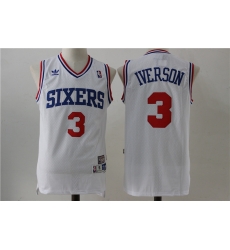 New 76ers 3 Allen Iverson White Hardwood Classics Jersey New 76ers 3 Allen Iverson White Hardwood Classics Jersey
