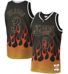 Philadelphia 76ers 3 Allen Iverson Black 2000 01 Hardwood Classics Flames Swingman Jersey Philadelphia 76ers 3 Allen Iverson Black 2000 01 Hardwood Classics Flames Swingman Jersey