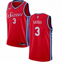 Womens Nike Philadelphia 76ers 3 Dana Barros Authentic Red Alternate NBA Jersey Statement Edition