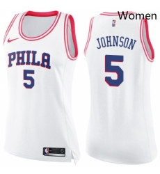 Womens Nike Philadelphia 76ers 5 Amir Johnson Swingman WhitePink Fashion NBA Jersey Womens Nike Philadelphia 76ers 5 Amir Johnson Swingman WhitePink Fashion NBA Jersey