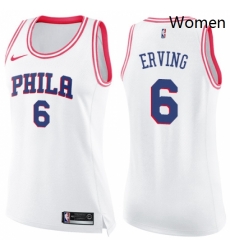 Womens Nike Philadelphia 76ers 6 Julius Erving Swingman WhitePink Fashion NBA Jersey Womens Nike Philadelphia 76ers 6 Julius Erving Swingman WhitePink Fashion NBA Jersey