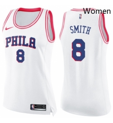 Womens Nike Philadelphia 76ers 8 Zhaire Smith Swingman White Pink Fashion NBA Jersey Womens Nike Philadelphia 76ers 8 Zhaire Smith Swingman White Pink Fashion NBA Jersey