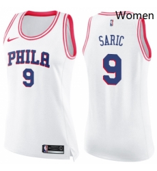 Womens Nike Philadelphia 76ers 9 Dario Saric Swingman WhitePink Fashion NBA Jersey Womens Nike Philadelphia 76ers 9 Dario Saric Swingman WhitePink Fashion NBA Jersey