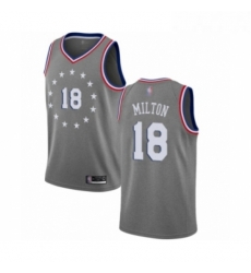 Womens Philadelphia 76ers 18 Shake Milton Swingman Gray Basketball Jersey City Edition Womens Philadelphia 76ers 18 Shake Milton Swingman Gray Basketball Jersey City Edition
