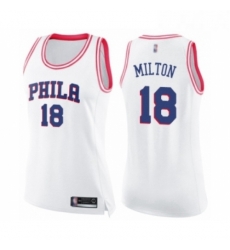 Womens Philadelphia 76ers 18 Shake Milton Swingman White Pink Fashion Basketball Jersey Womens Philadelphia 76ers 18 Shake Milton Swingman White Pink Fashion Basketball Jersey