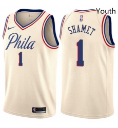 Youth Nike Philadelphia 76ers 1 Landry Shamet Swingman Cream NBA Jersey City Edition Youth Nike Philadelphia 76ers 1 Landry Shamet Swingman Cream NBA Jersey City Edition
