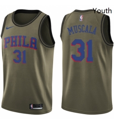 Youth Nike Philadelphia 76ers 31 Mike Muscala Swingman Green Salute to Service NBA Jersey Youth Nike Philadelphia 76ers 31 Mike Muscala Swingman Green Salute to Service NBA Jersey