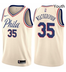 Youth Nike Philadelphia 76ers 35 Clarence Weatherspoon Swingman Cream NBA Jersey City Edition Youth Nike Philadelphia 76ers 35 Clarence Weatherspoon Swingman Cream NBA Jersey City Edition