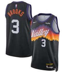 Men Jordan Brand Black Phoenix Suns Dillon Brooks #3 Swingman Badge Jersey City Edition Men Jordan Brand Black Phoenix Suns Dillon Brooks #3 Swingman Badge Jersey City Edition