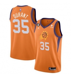 Men Phoenix Suns 35 Kevin Durant Orange With NO 6 Patch Statement Edition Stitched Basketball Jersey Men Phoenix Suns 35 Kevin Durant Orange With NO 6 Patch Statement Edition Stitched Basketball Jersey