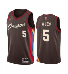 Men Nike Portland Blazers 5 Rodney Hood Chocolate NBA Swingman 2020 21 City Edition Jersey Men Nike Portland Blazers 5 Rodney Hood Chocolate NBA Swingman 2020 21 City Edition Jersey