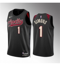 Men Portland Trail Blazers 1 Anfernee Simons Black 2023 24 City Edition Stitched Basketball Jersey Men Portland Trail Blazers 1 Anfernee Simons Black 2023 24 City Edition Stitched Basketball Jersey