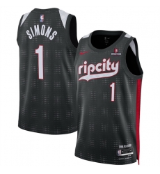 Men Portland Trail Blazers 1 Anfernee Simons Black 2024 25 City Edition Edition Stitched Basketball Jersey Men Portland Trail Blazers 1 Anfernee Simons Black 2024 25 City Edition Edition Stitched Basketball Jersey
