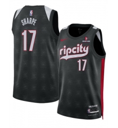 Men Portland Trail Blazers 17 Shaedon Sharpe Black 2024 25 City Edition Edition Stitched Basketball Jersey Men Portland Trail Blazers 17 Shaedon Sharpe Black 2024 25 City Edition Edition Stitched Basketball Jersey