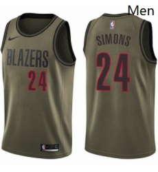 Mens Nike Portland Trail Blazers 24 Anfernee Simons Swingman Green Salute to Service NBA Jersey Mens Nike Portland Trail Blazers 24 Anfernee Simons Swingman Green Salute to Service NBA Jersey