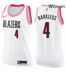 Womens Nike Portland Trail Blazers 4 Moe Harkless Swingman WhitePink Fashion NBA Jersey Womens Nike Portland Trail Blazers 4 Moe Harkless Swingman WhitePink Fashion NBA Jersey