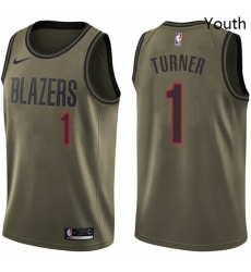 Youth Nike Portland Trail Blazers 1 Evan Turner Swingman Green Salute to Service NBA Jersey Youth Nike Portland Trail Blazers 1 Evan Turner Swingman Green Salute to Service NBA Jersey