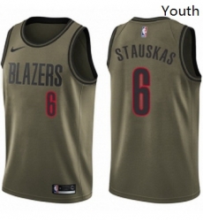 Youth Nike Portland Trail Blazers 6 Nik Stauskas Swingman Green Salute to Service NBA Jersey Youth Nike Portland Trail Blazers 6 Nik Stauskas Swingman Green Salute to Service NBA Jersey