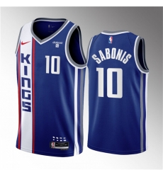 Men Sacramento Kings 10 Domantas Sabonis Blue 2023 24 City Edition Stitched Basketball Jersey Men Sacramento Kings 10 Domantas Sabonis Blue 2023 24 City Edition Stitched Basketball Jersey