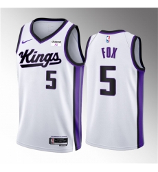 Men Sacramento Kings 5 De u2019Aaron Fox White 2023 24 Association Edition Swingman Stitched Basketball Jersey Men Sacramento Kings 5 De u2019Aaron Fox White 2023 24 Association Edition Swingman Stitched Basketball Jersey