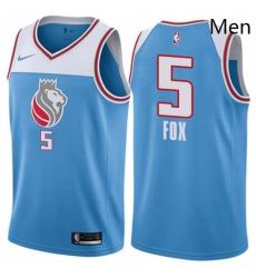 Mens Nike Sacramento Kings 5 DeAaron Fox Authentic Blue NBA Jersey City Edition Mens Nike Sacramento Kings 5 DeAaron Fox Authentic Blue NBA Jersey City Edition
