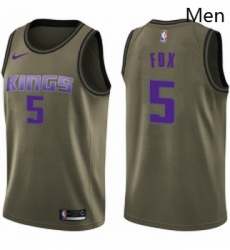 Mens Nike Sacramento Kings 5 DeAaron Fox Swingman Green Salute to Service NBA Jersey Mens Nike Sacramento Kings 5 DeAaron Fox Swingman Green Salute to Service NBA Jersey