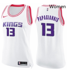 Womens Nike Sacramento Kings 13 Georgios Papagiannis Swingman WhitePink Fashion NBA Jersey Womens Nike Sacramento Kings 13 Georgios Papagiannis Swingman WhitePink Fashion NBA Jersey